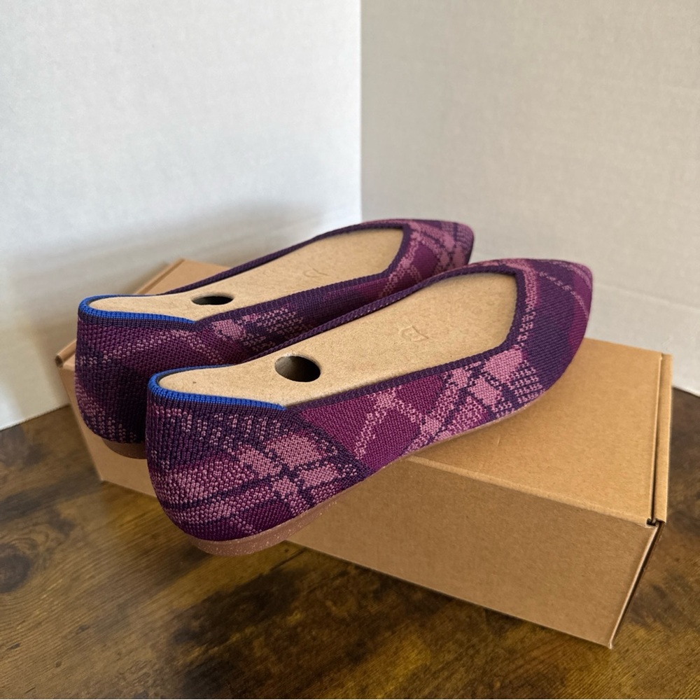 Rothy’s Women’s The Point II Flat Size 7.5 Purple Plaid MSRP $149 NEW Rare - Picture 3 of 7